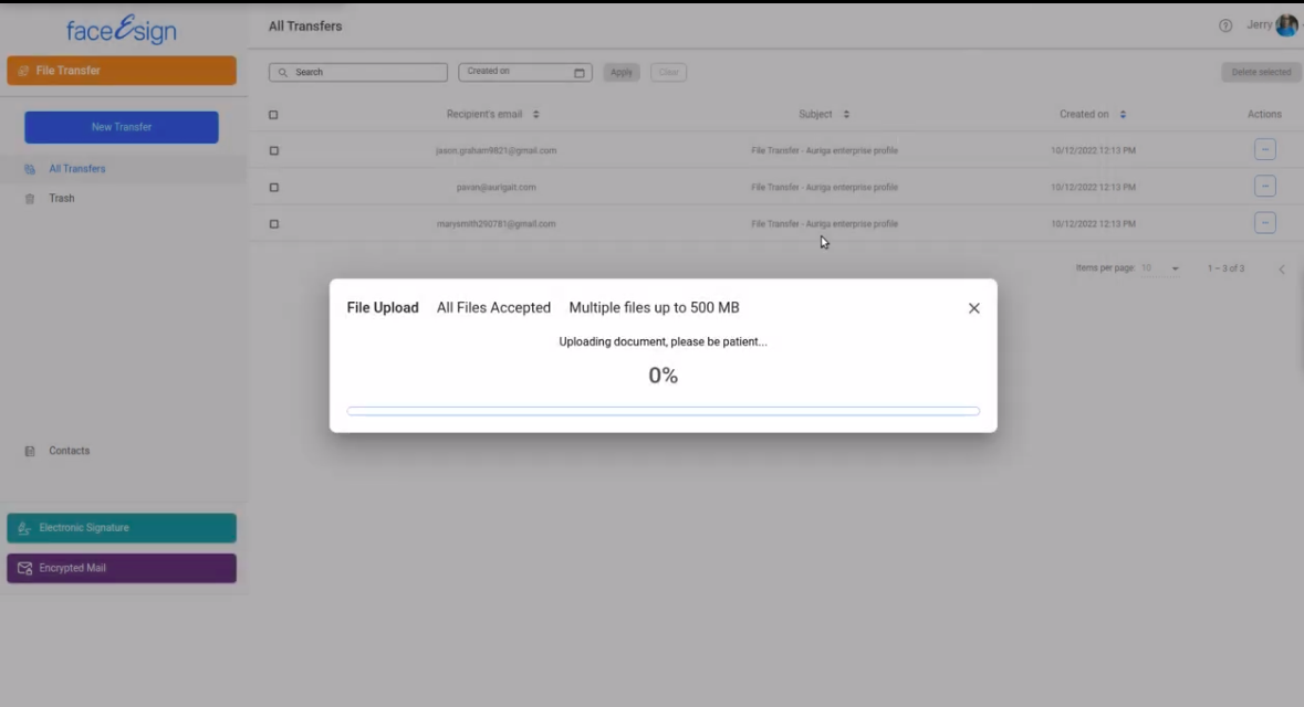 Process for file transfer