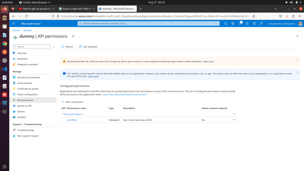 Azure Graph API Permission